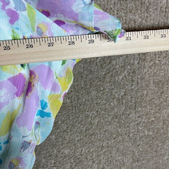 LC Lauren Conrad Fit & Flare Dress Womens Plus 3X Multi Ruffle Floral Georgette - Picture 9 of 12